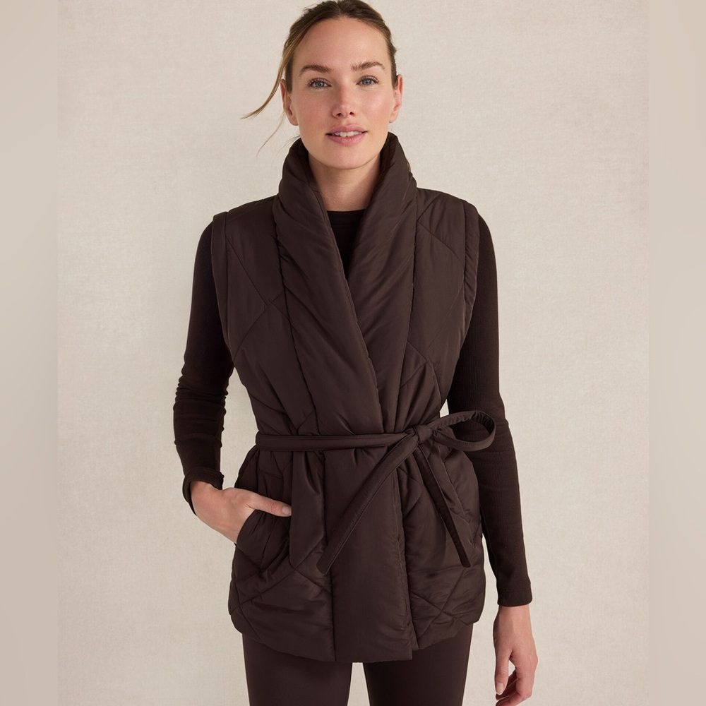 Haven Well Within Brown Quilted Puffer Belted Vest NWT